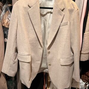 Aritzia Vogue Beige Blazer with Button Closure